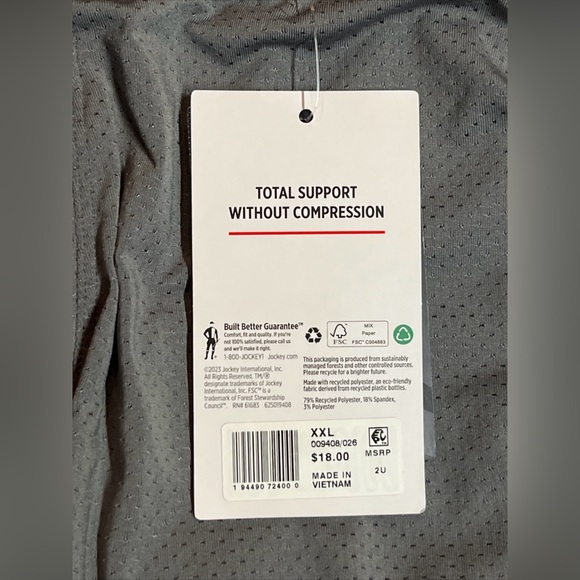 4 Jockey Breathable Mesh Quad Short Brief XXL Gray 11” Inseam Stability Pouch - Picture 11 of 11